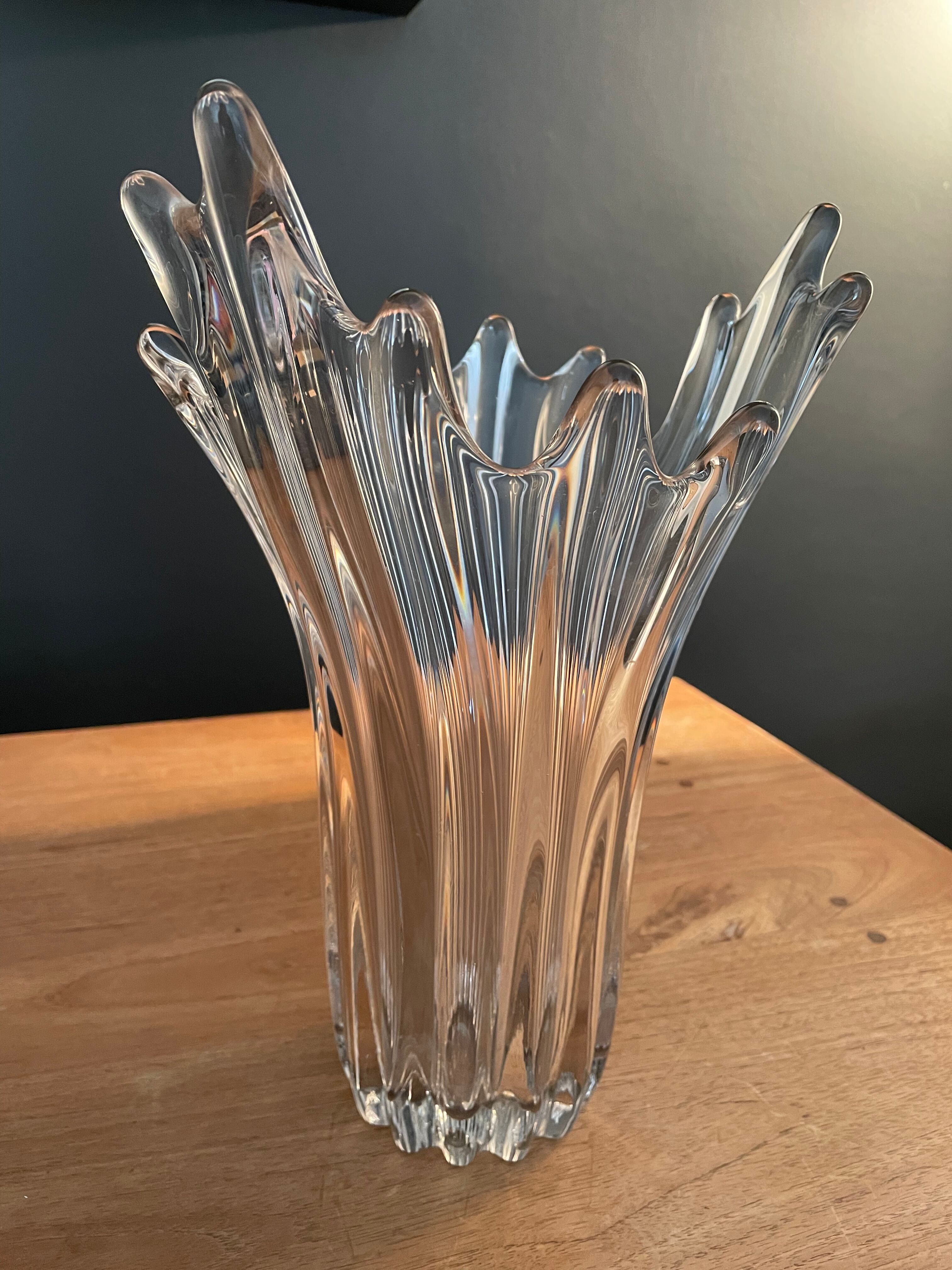 Large transparent glass vase