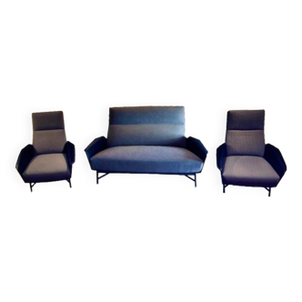 Vintage sofa and 2 armchairs claude vassal circa 1950 produced by claude delor