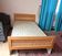 Vintage 1970s single rattan bed in blond wood
