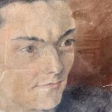 Portrait of a man in pastel under glass, signed, early 20th century.