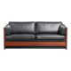 3-seater black cow leather sofa in timeless Art Deco design