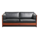3-seater black cow leather sofa in timeless Art Deco design