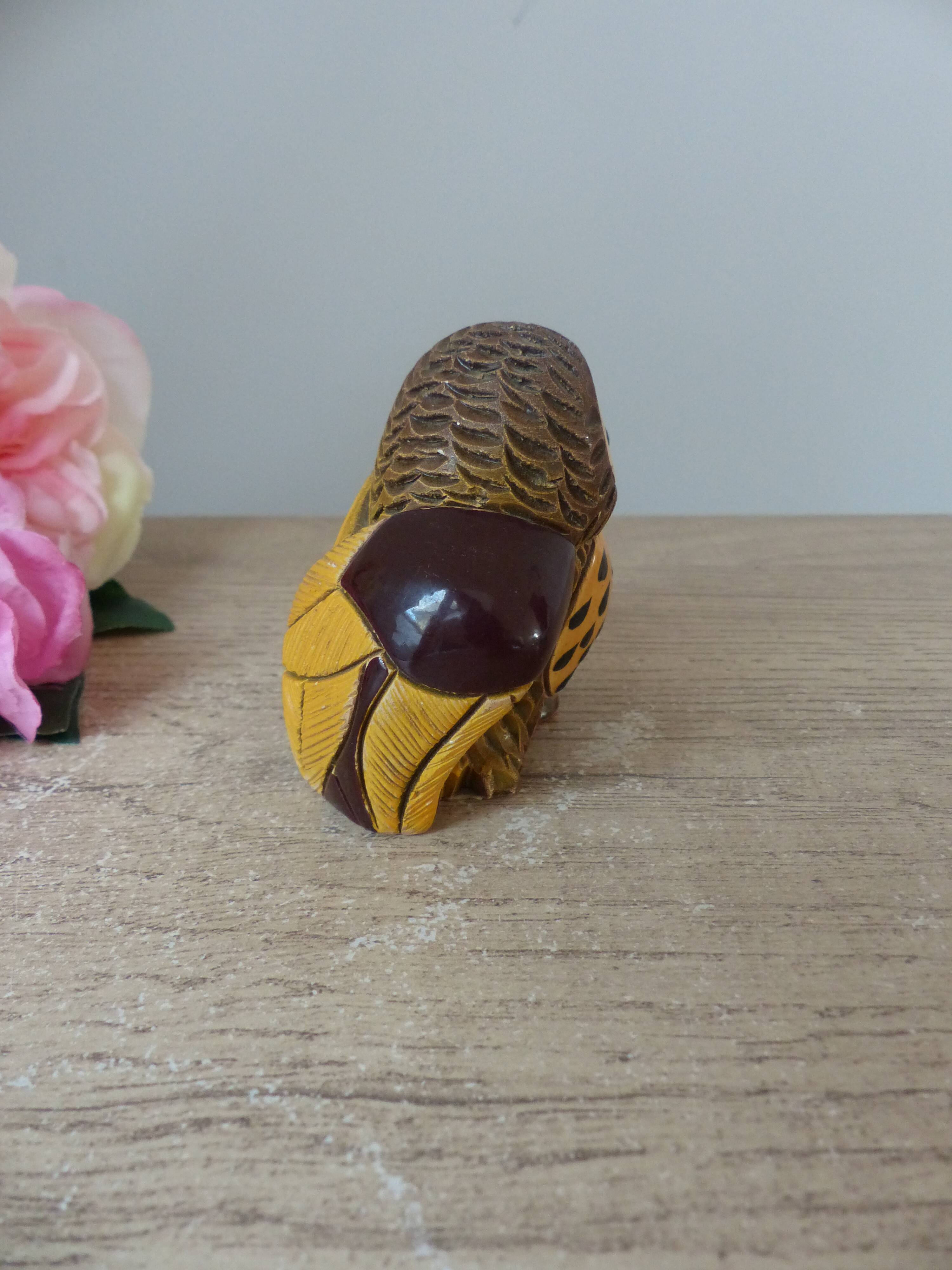 Hand carved Rinconada ceramic owl figurine made in Uruguay