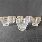 Lot de 6 verres en verre doré à l'or fin - vintage 1940 - verres à liqueur