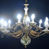 Manila, large size 12 light Italian vintage ceramic chandelier, 1960