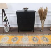 Vintage Turkish Oushak handmade wool cotton orange runner rug 74x350