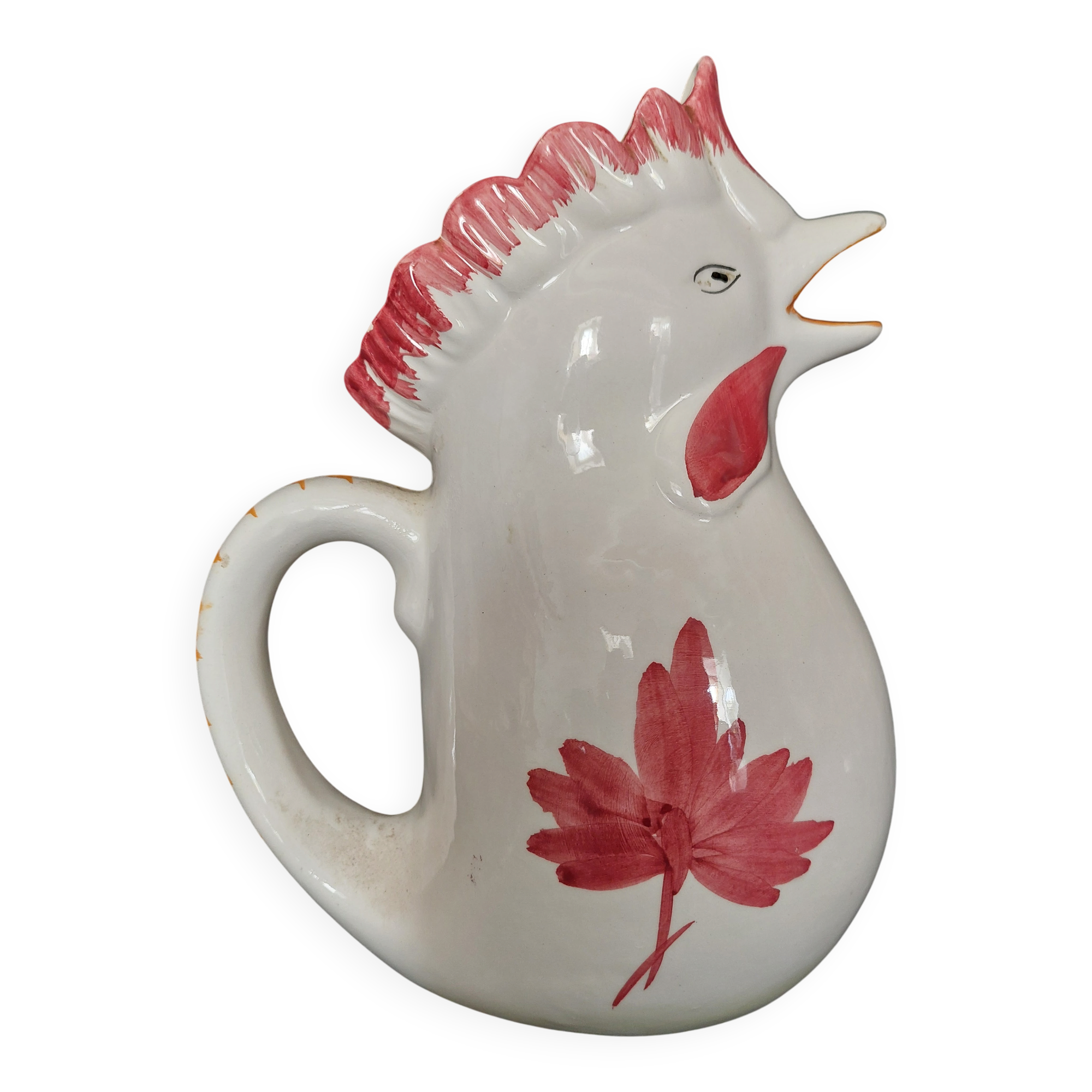 Vintage Italian ceramic rooster jug from the 20th century.