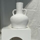 Handcrafted terracotta vase painted white with double handles h:40 d:30