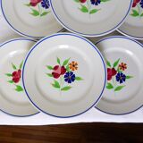 Set of 6 vintage Badonviller porcelain dessert plates