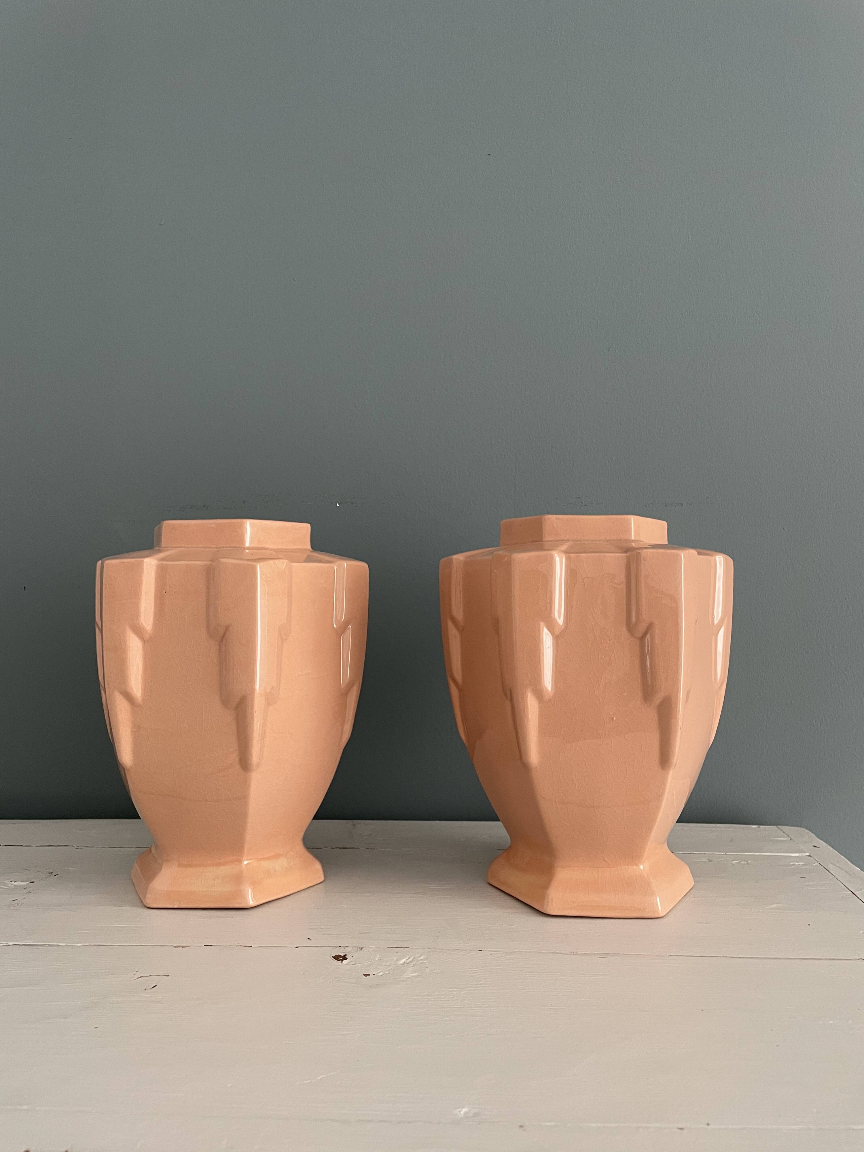 Pair of Art Deco Orchies Moulin des Loups vases circa 1930