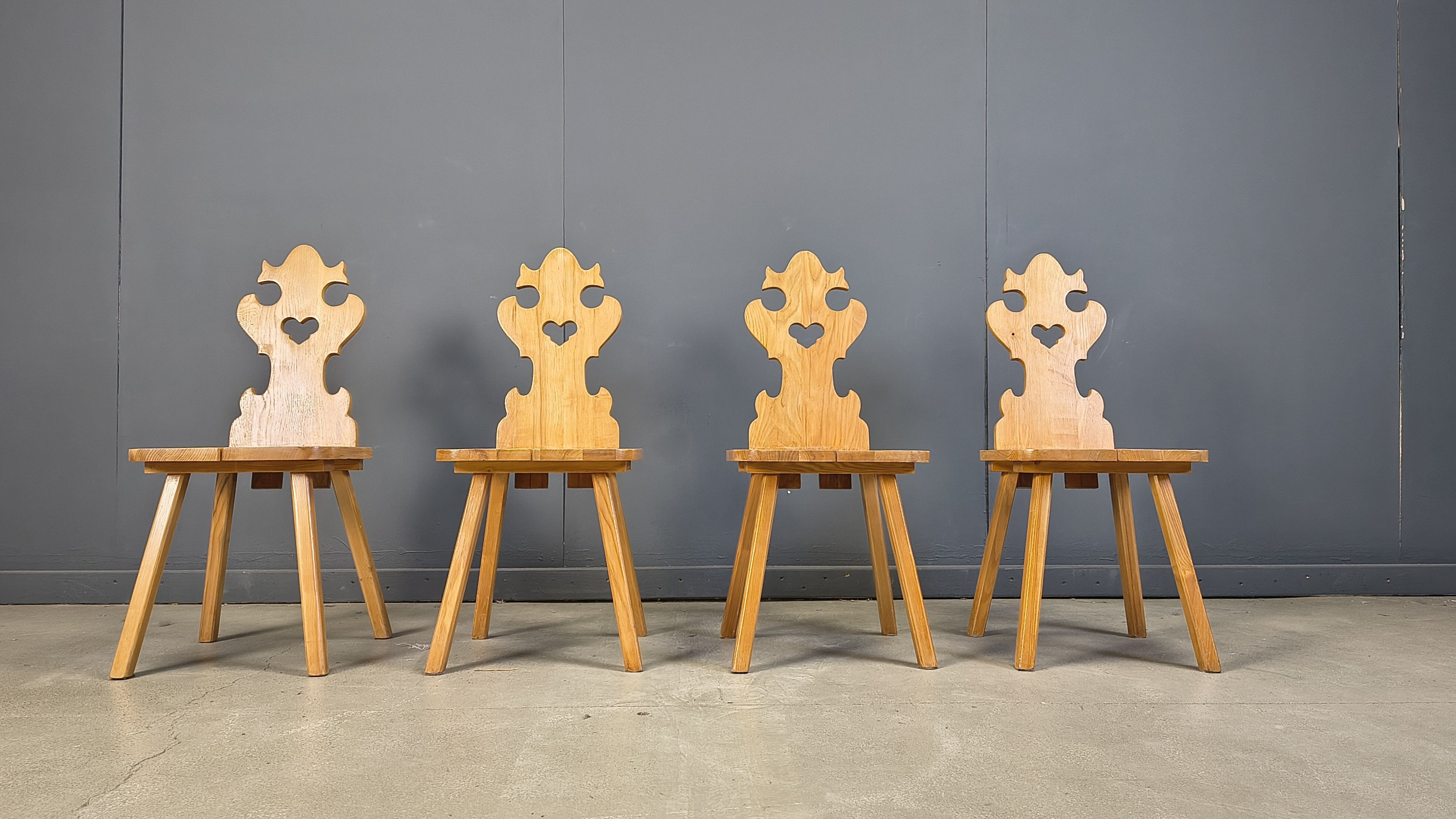 Vintage rustic Tiroler style dining chairs, 1960s