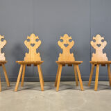 Vintage rustic Tiroler style dining chairs, 1960s
