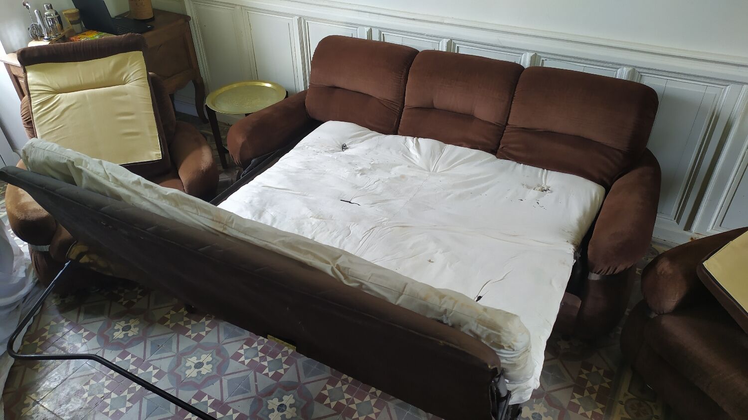 Canapé convertible et fauteuils 70s
