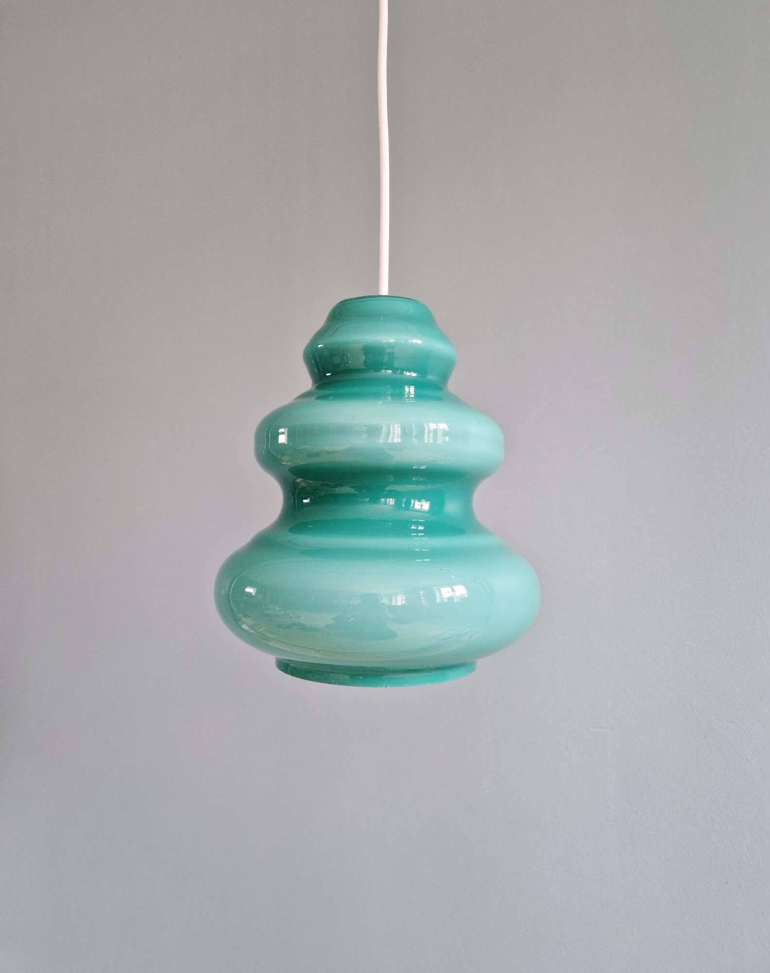 Suspension Space Age in blue-green opaline, 1960s