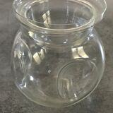 Jar type bonbonnière in translucent glass shape round modernist