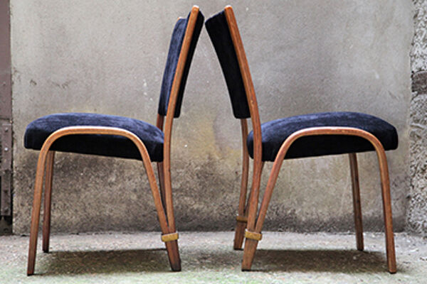 paire De Chaises Bow Wood steiner Retapissées