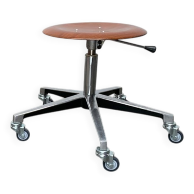 Tabouret de bureau pivotant industriel allemand du milieu du siècle par Schmitz, années 1960