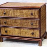 Vintage rattan and bamboo chest of drawers