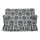 1970s, Danish 2-seater sofa, blue/white furniture fabric, beech wood.