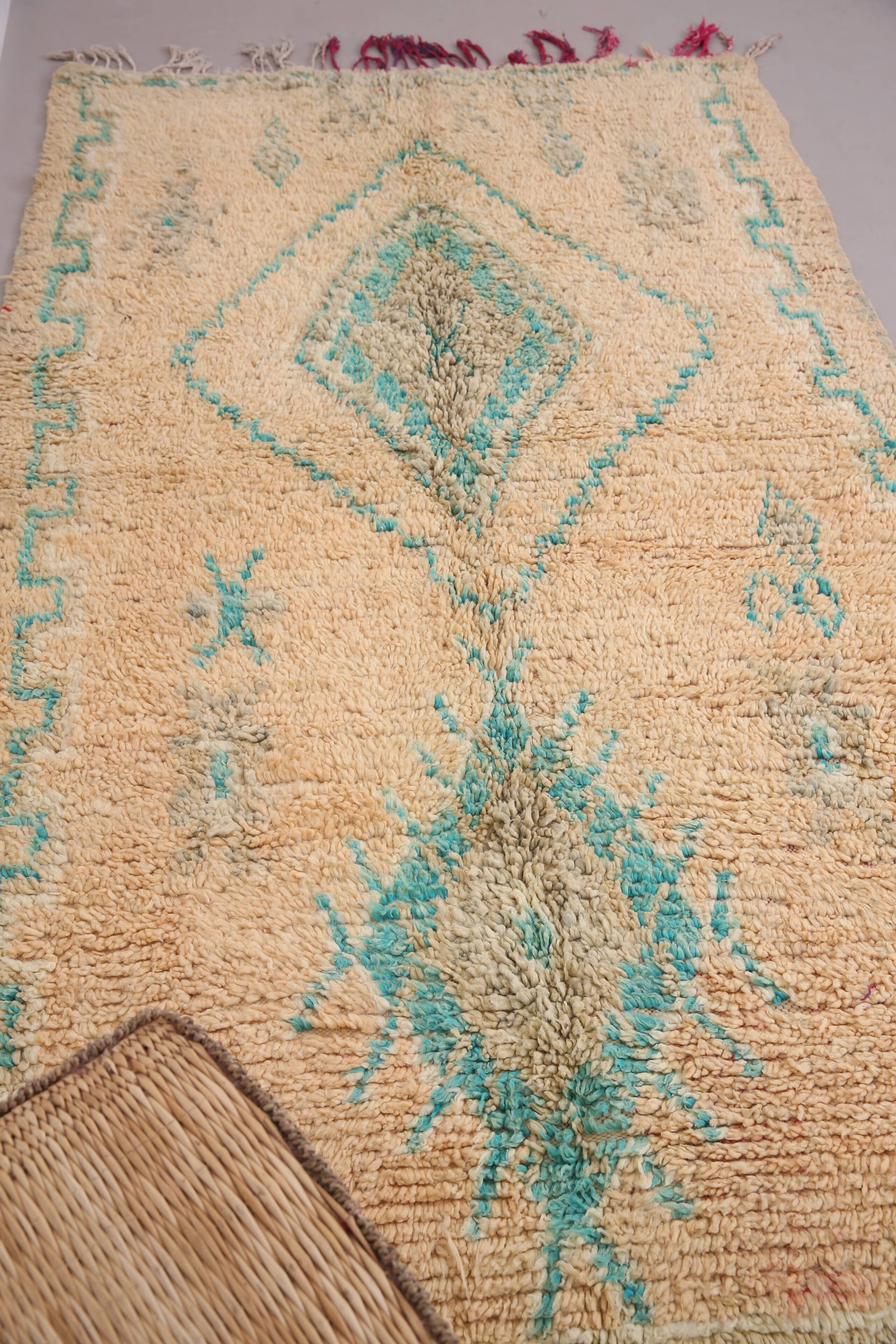 Peach & Turquoise vintage moroccan rug 143 x 249 cm - Berber Rug Handmade