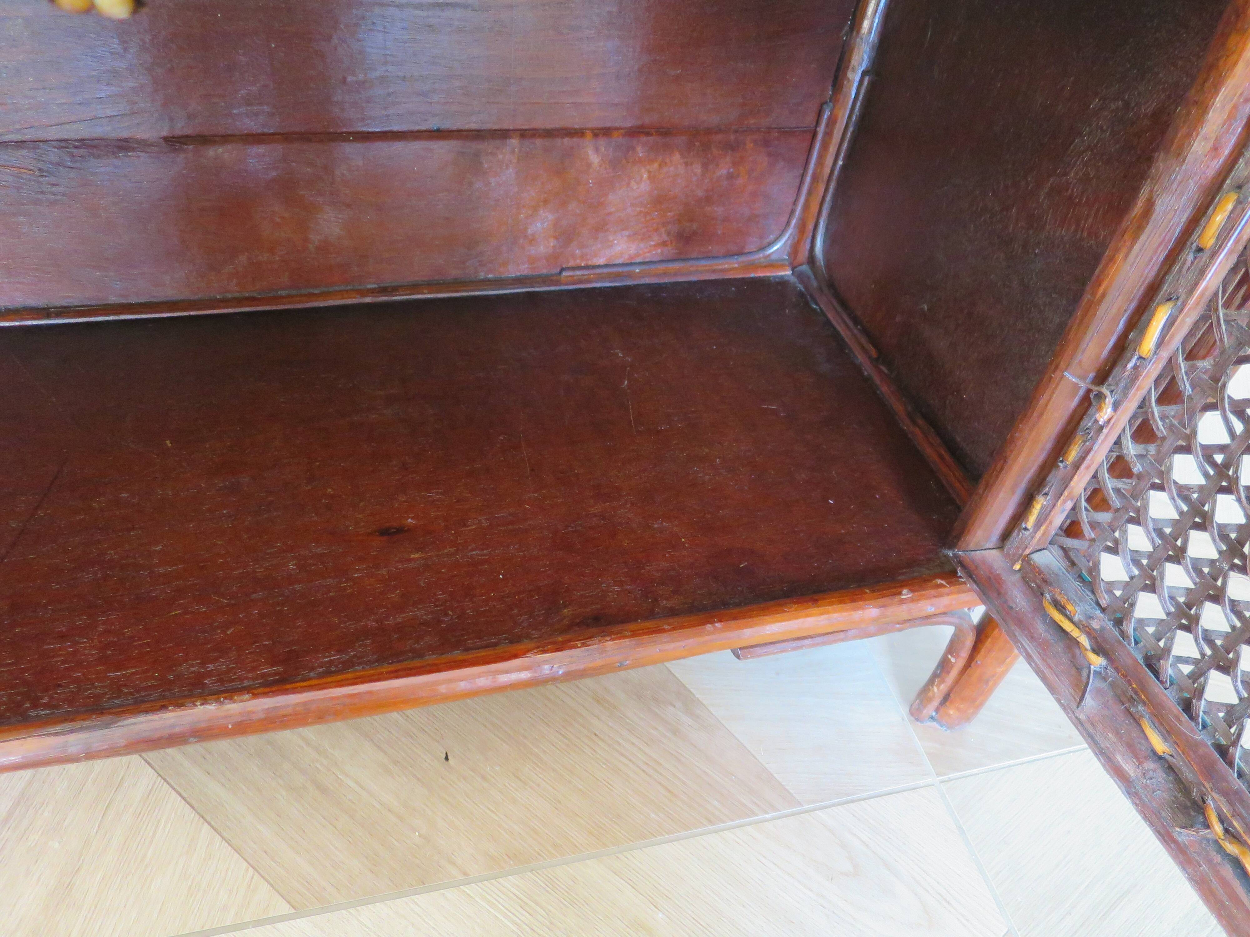 Support buffet bibus woven rattan 2 doors in caning - vintage 60s/70s