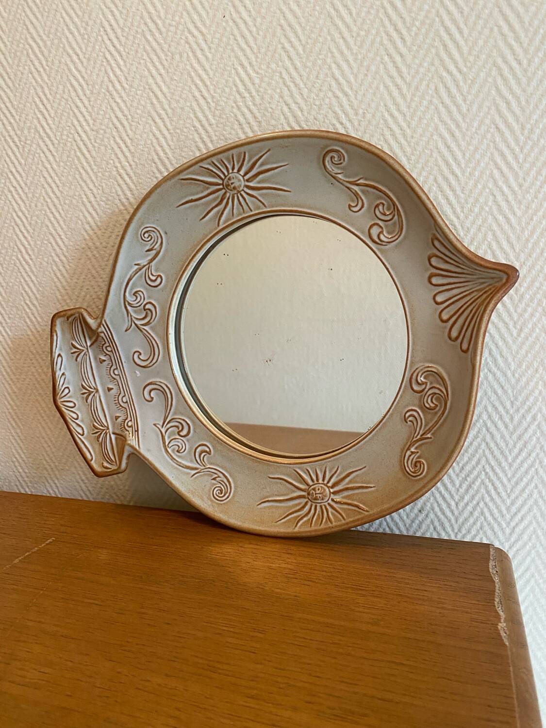 Miroir vintage en ceramique années 1960