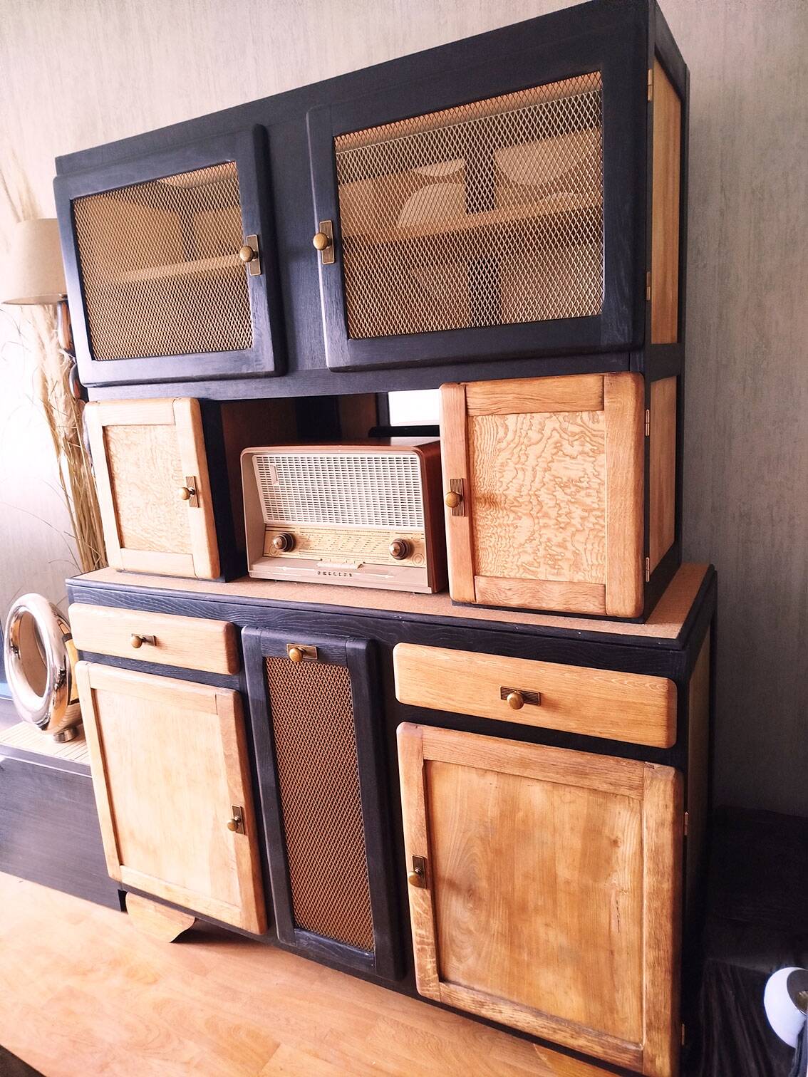 Vintage Mado buffet from the 1950s, restored and revamped, made of solid oak.