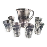 Vintage water carafe and 6 matching tumbler glasses