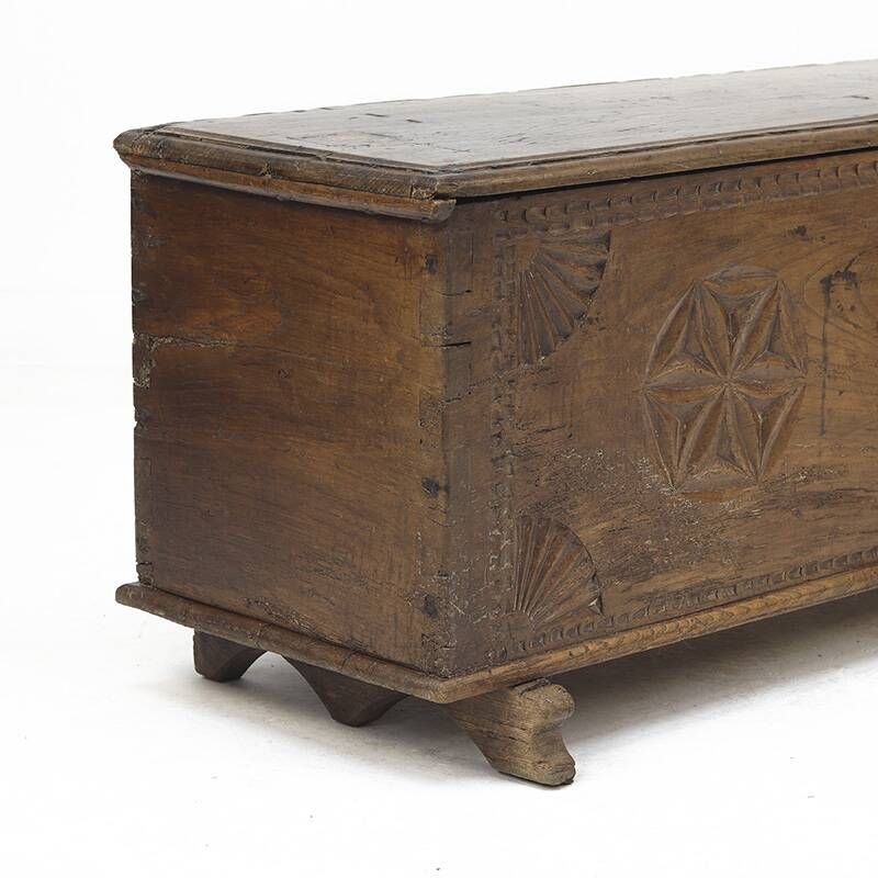 Large 18th Century Rustic Antique Farmhouse Folk Art Blanket Chest