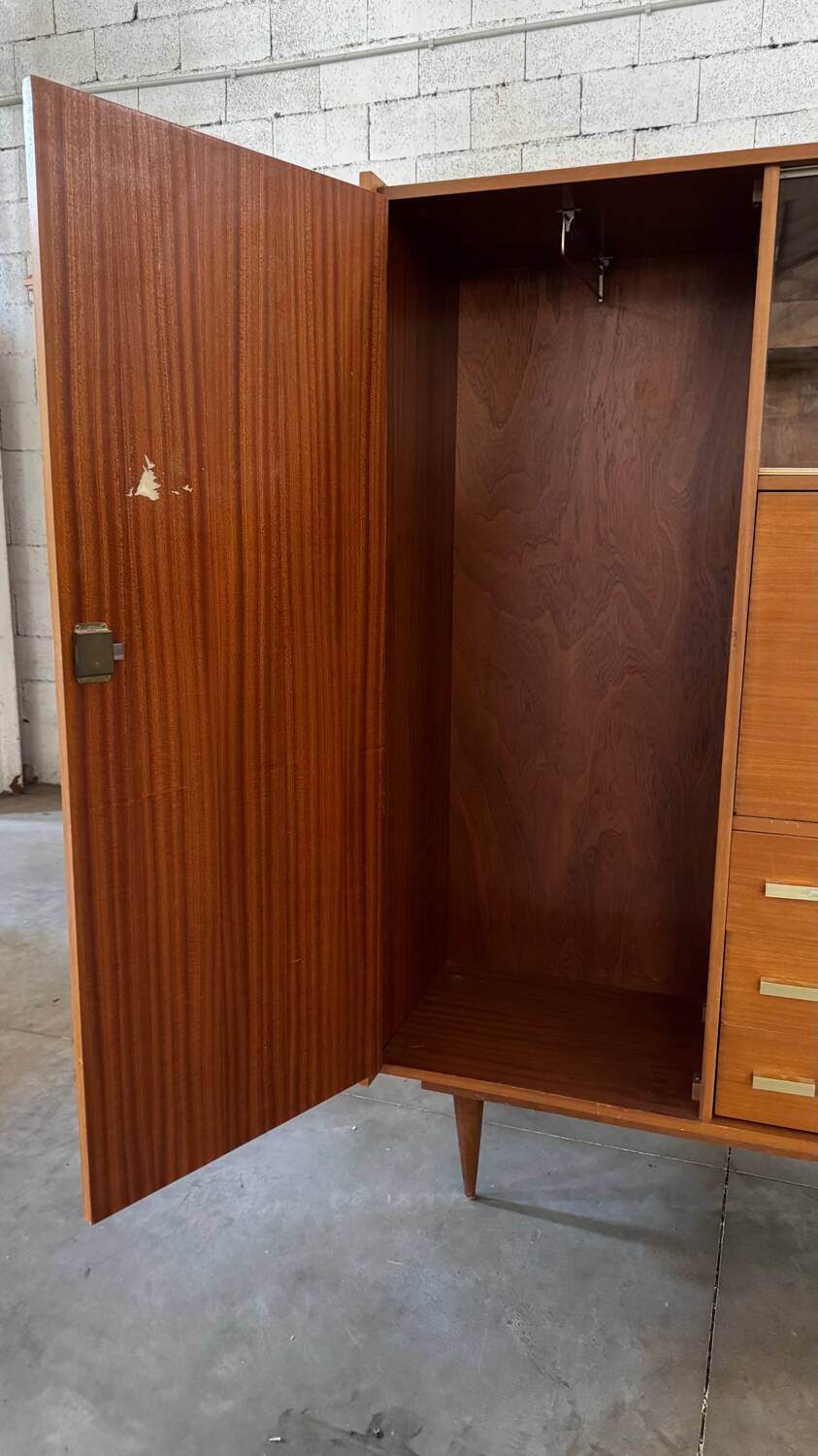 60/70 varnished wooden secretary cabinet