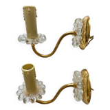 Pair of glass and gold metal wall lights from the 1960s