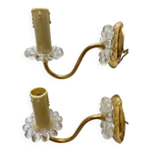 Pair of glass and gold metal wall lights from the 1960s