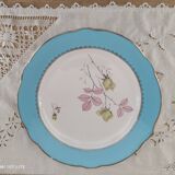 Round dish K&G Lunéville Badonviller France marli light blue floral decoration