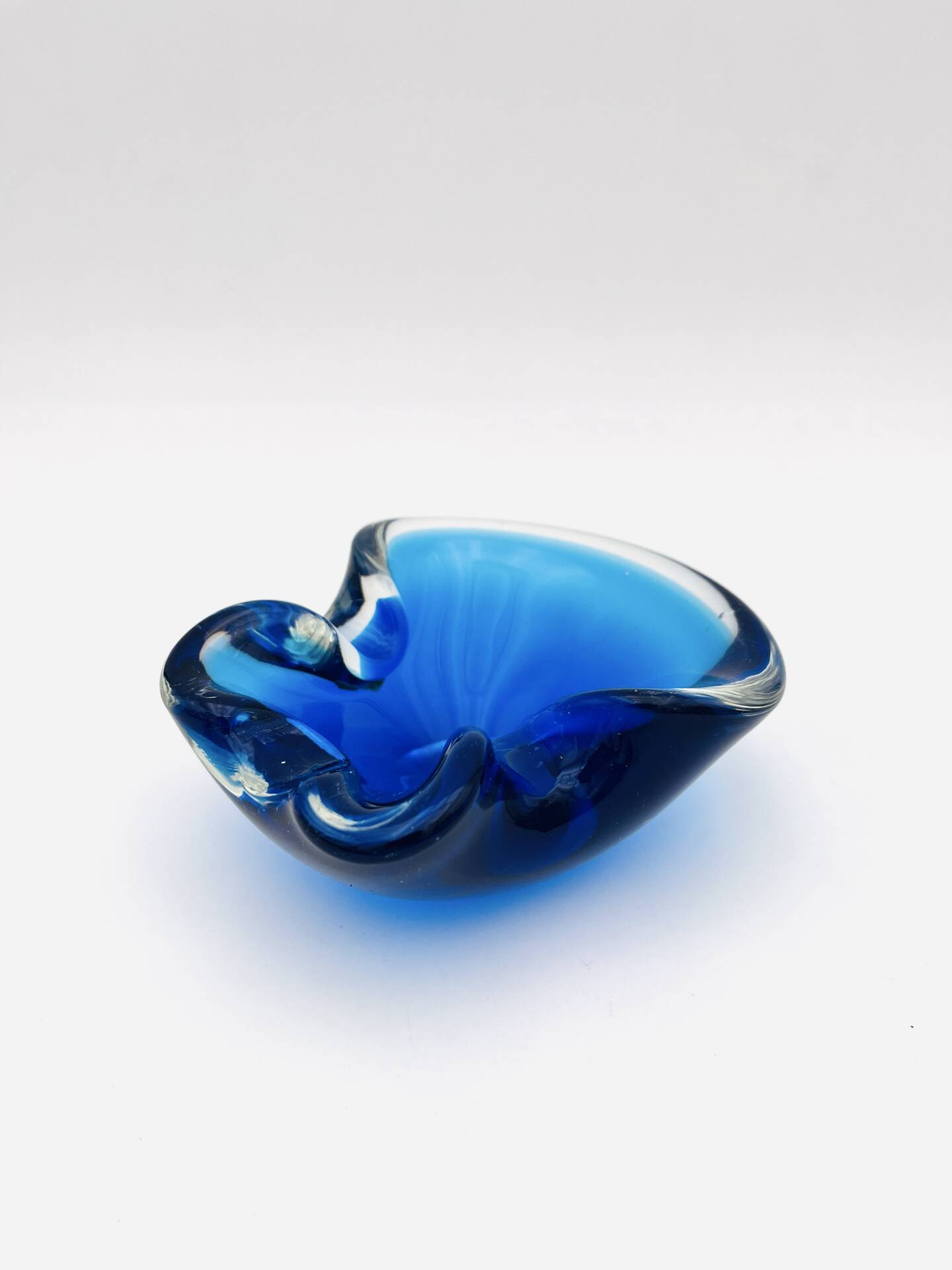 Vide-Poche Murano Sommerso Dégradé Bleu Polylobé 12cm 512g Design