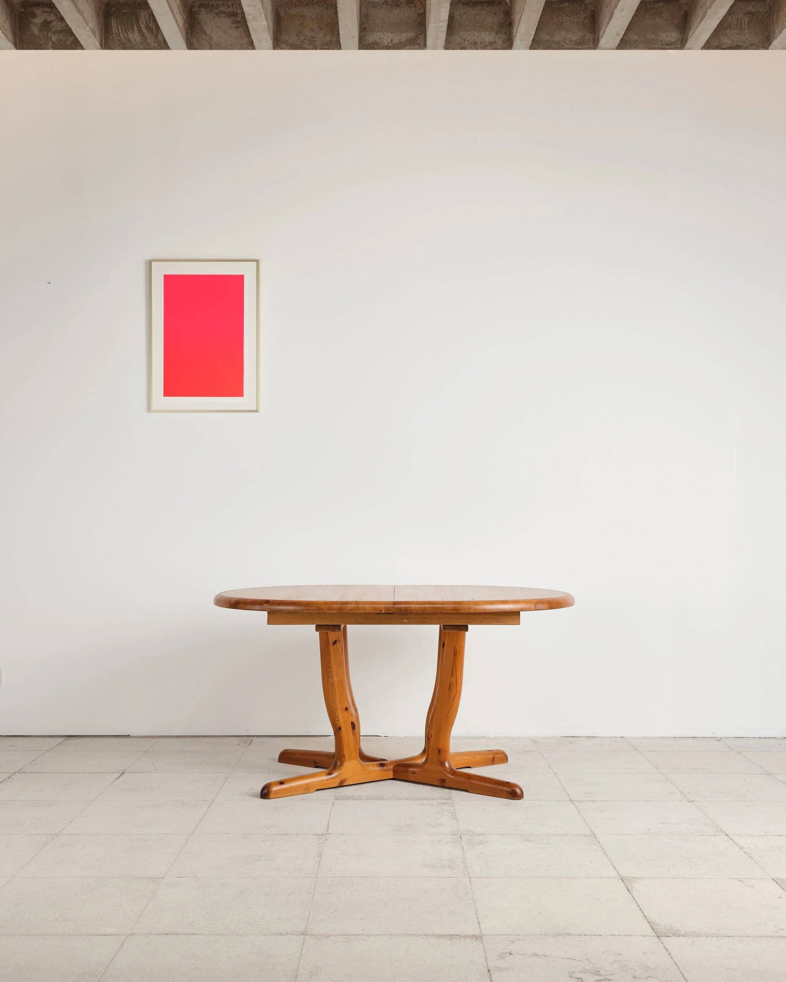 Brutalist extendable table in pine, Rainer Daumiller, Denmark, 1970s.