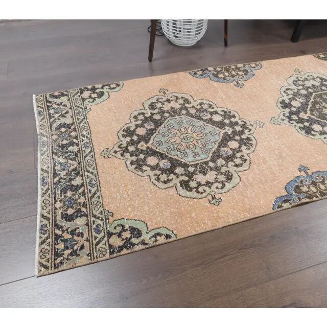 Vintage Turkish Oushak Handmade Wool Runner 82x285