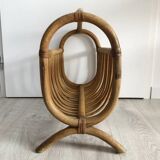 Vintage rattan magazine rack