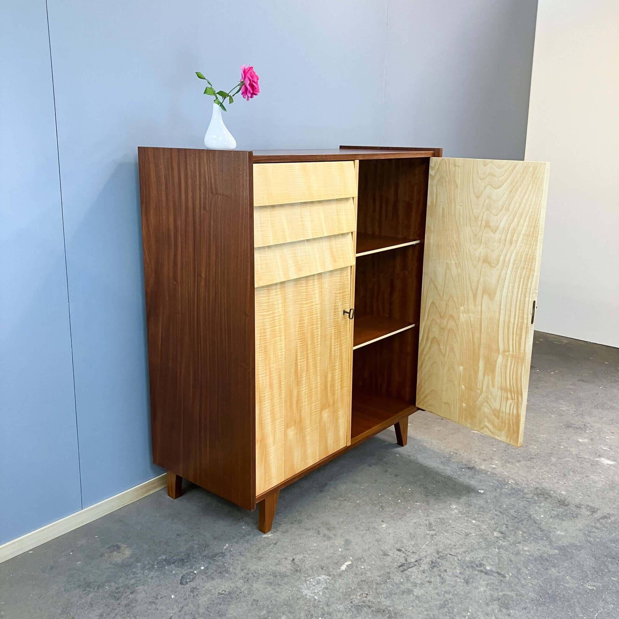 Highboard, striped maple, 1960s