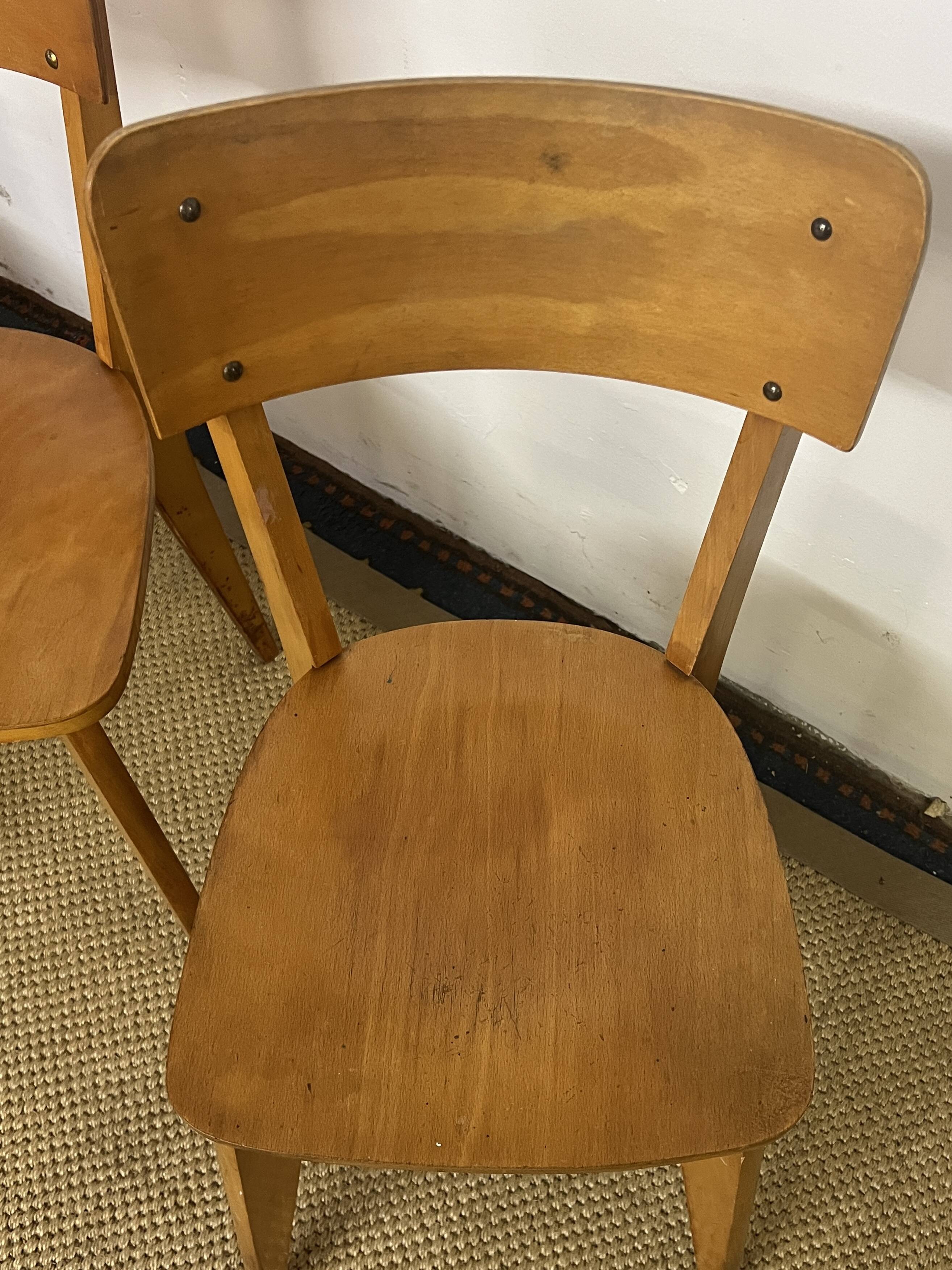 Set of 3 vintage wooden bistro chairs