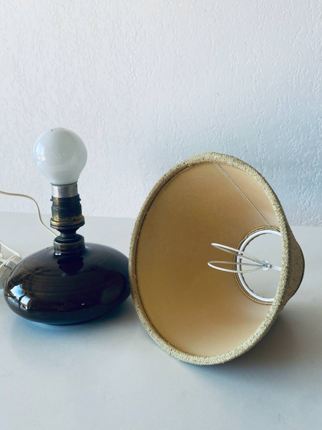 Vintage enameled ceramic lamp