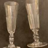 6 antique champagne flutes with cut sides