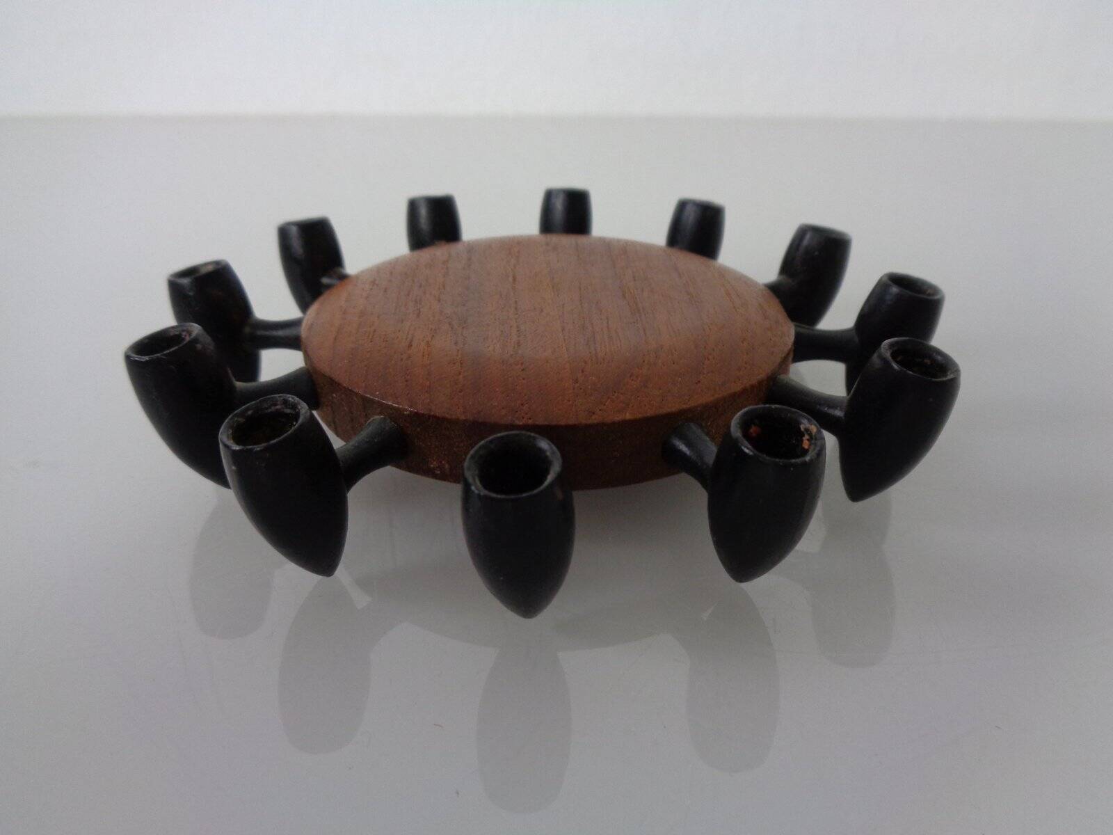 Digsmed Teak and Steel Candleholder, Denmark, 1960s