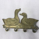 Porte clés en laiton couple de canards