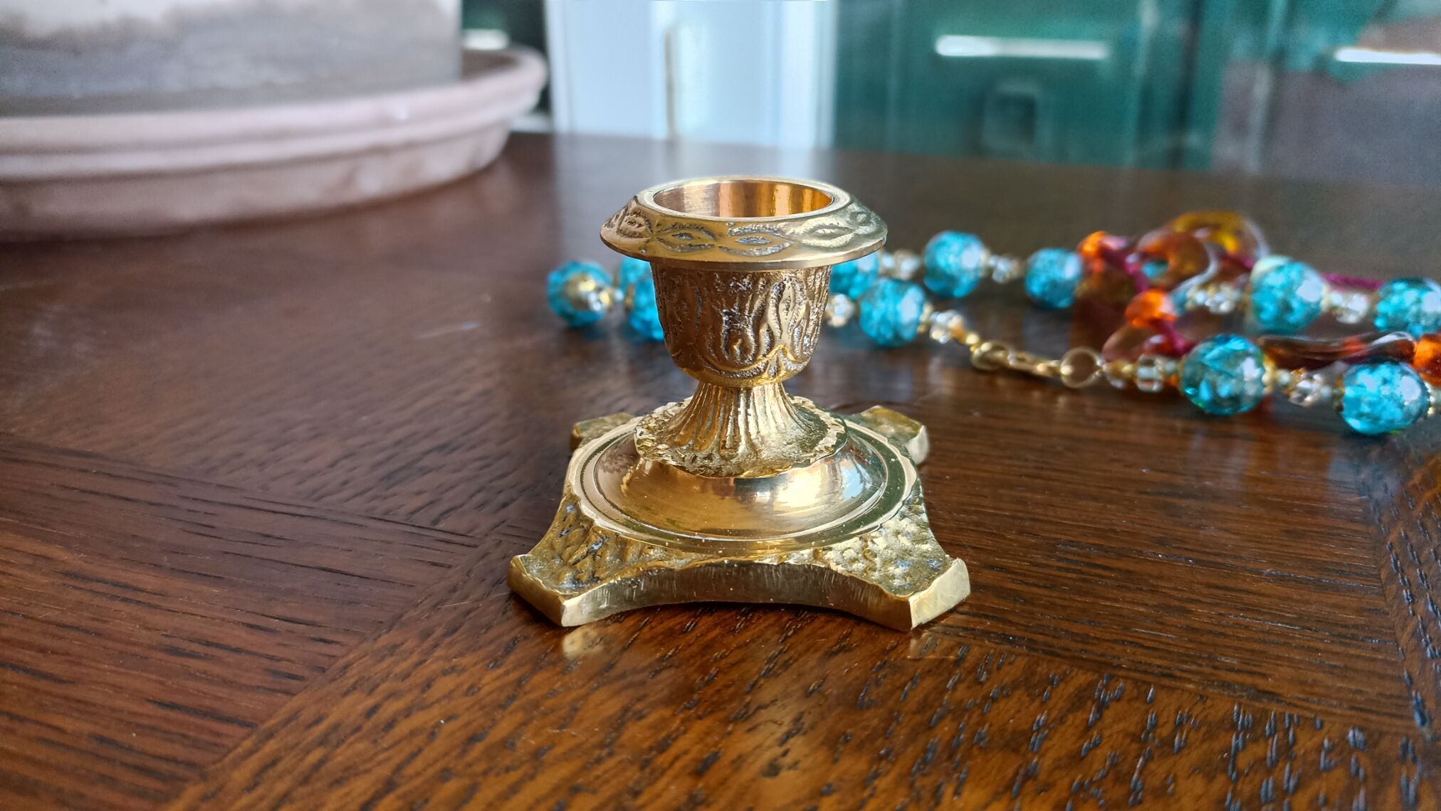 Gold solid brass candle holder