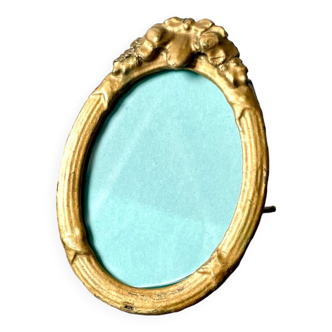 Antique Metal Brass Bronze Oval  Picture Frame