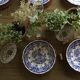 Lot de 12 assiettes, Luneville & KG, décor bleu, champêtre