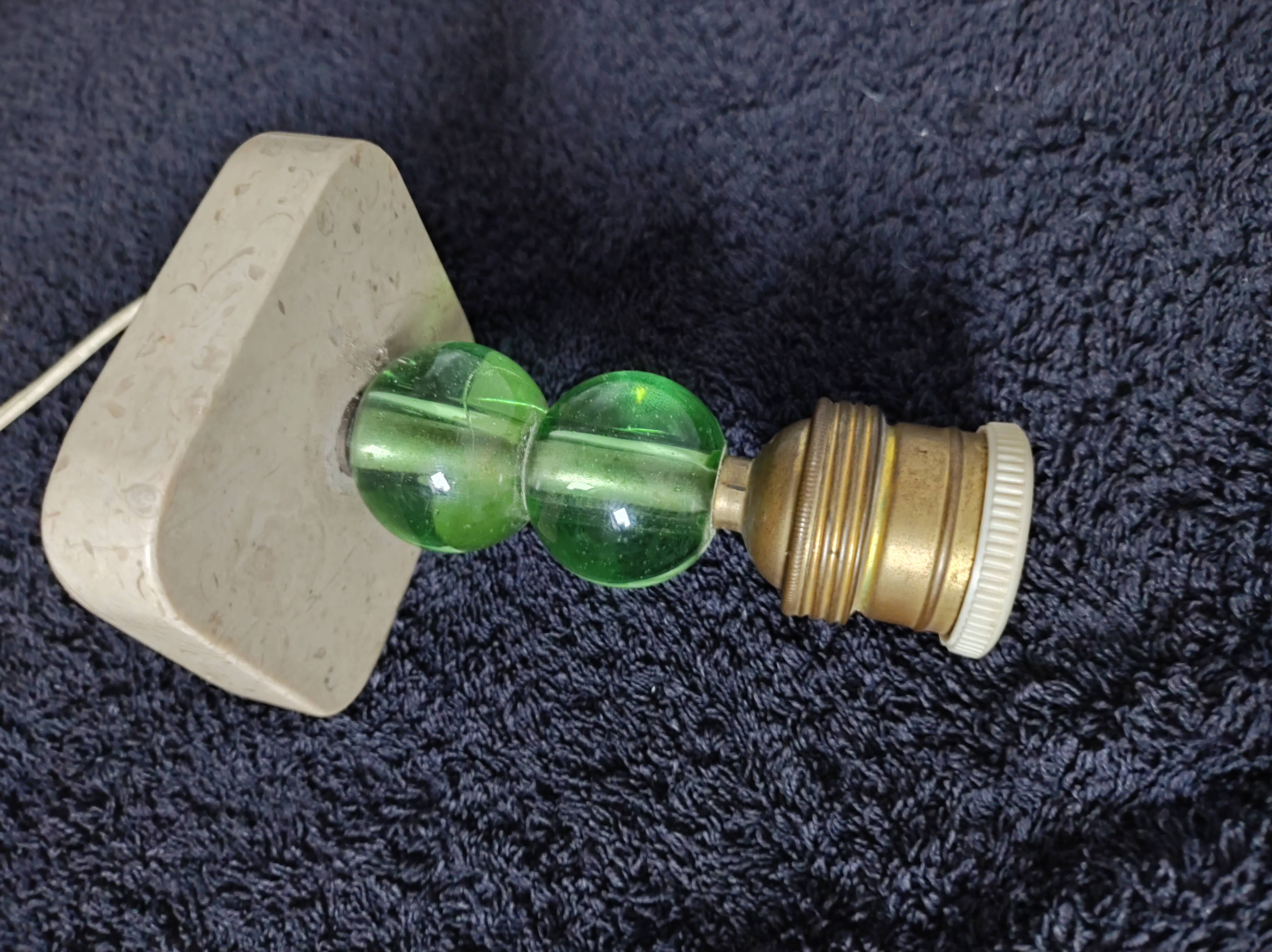 Modernist lamp foot art deco style marble base balls glass