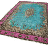 Handmade anatolian 1970s 209 cm x 326 cm turquoise rug