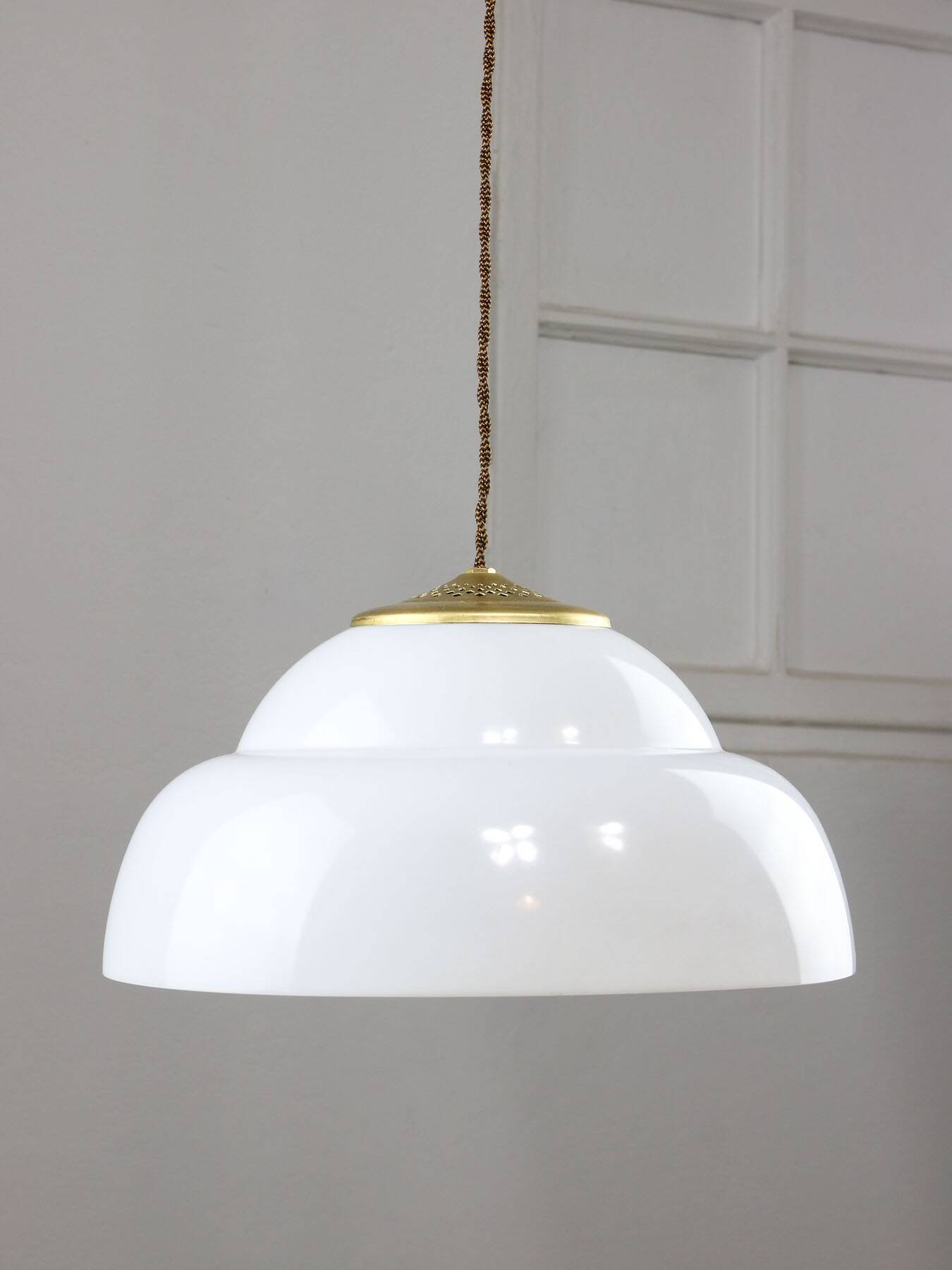 Mid-century Italian Brass and Plexiglass Pendant Lamp