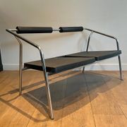 Canapé Design ‘System’, Chrome & Caoutchouc Noir, France, vers 1970
